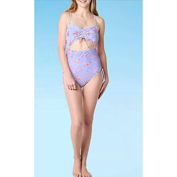 Decree Womens Textured Floral Monokini One Piece Swimsuit Juniors Size XS nwt (0 - Picture 1 of 9